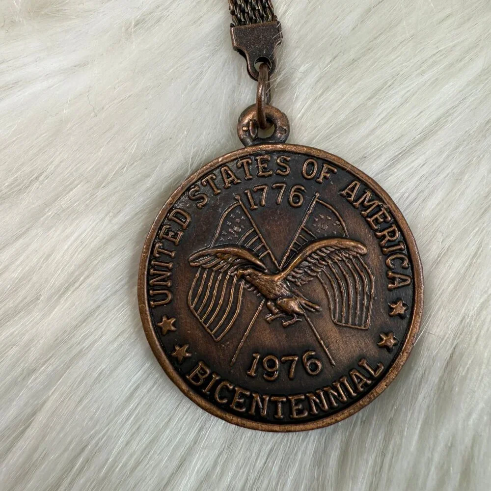 Vintage Bicentennial Liberty Bell 1776-1976 Bronze Medallion Keychain